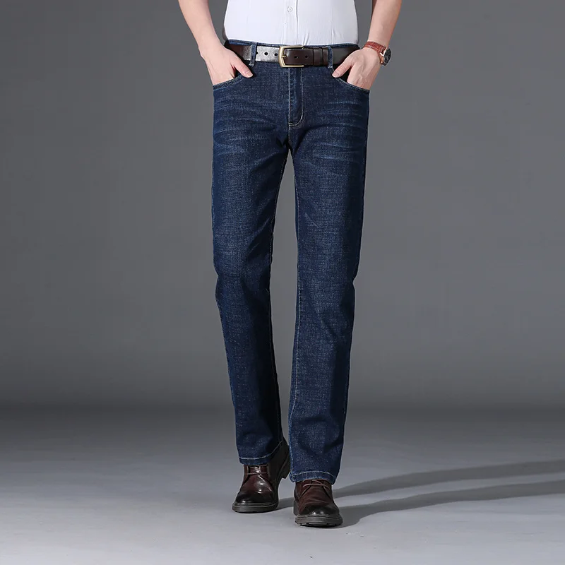 

2021 высококачественные мужские джинсы, деловые Прямые повседневные джинсовые брюки, классические брендовые весенне-осенние хлопковые брюк...