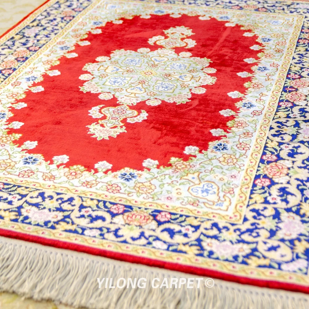 YILONG 2 'x 3' Шелковые восточные ковры и шелковые изысканные красные ручной работы