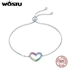WOSTU 2021 925 стерлингового серебра браслеты Любовь; Доступны все цвета радуги CZ регулируемый браслет-цепочка для женщин, хорошее ювелирное изделие, настоящее DXB216
