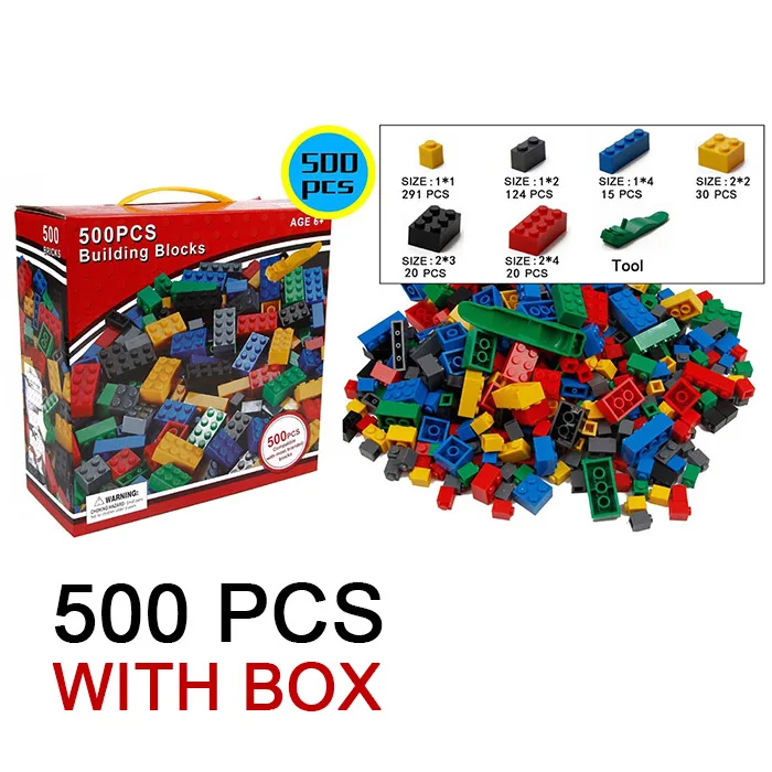 500pc with box 1000 шт. строительные блоки для города наборы DIY сборки кирпичи развивающие игрушки для детей мальчиков творческие объемные наборы рождественские подарки - Цвет: 500pc with box