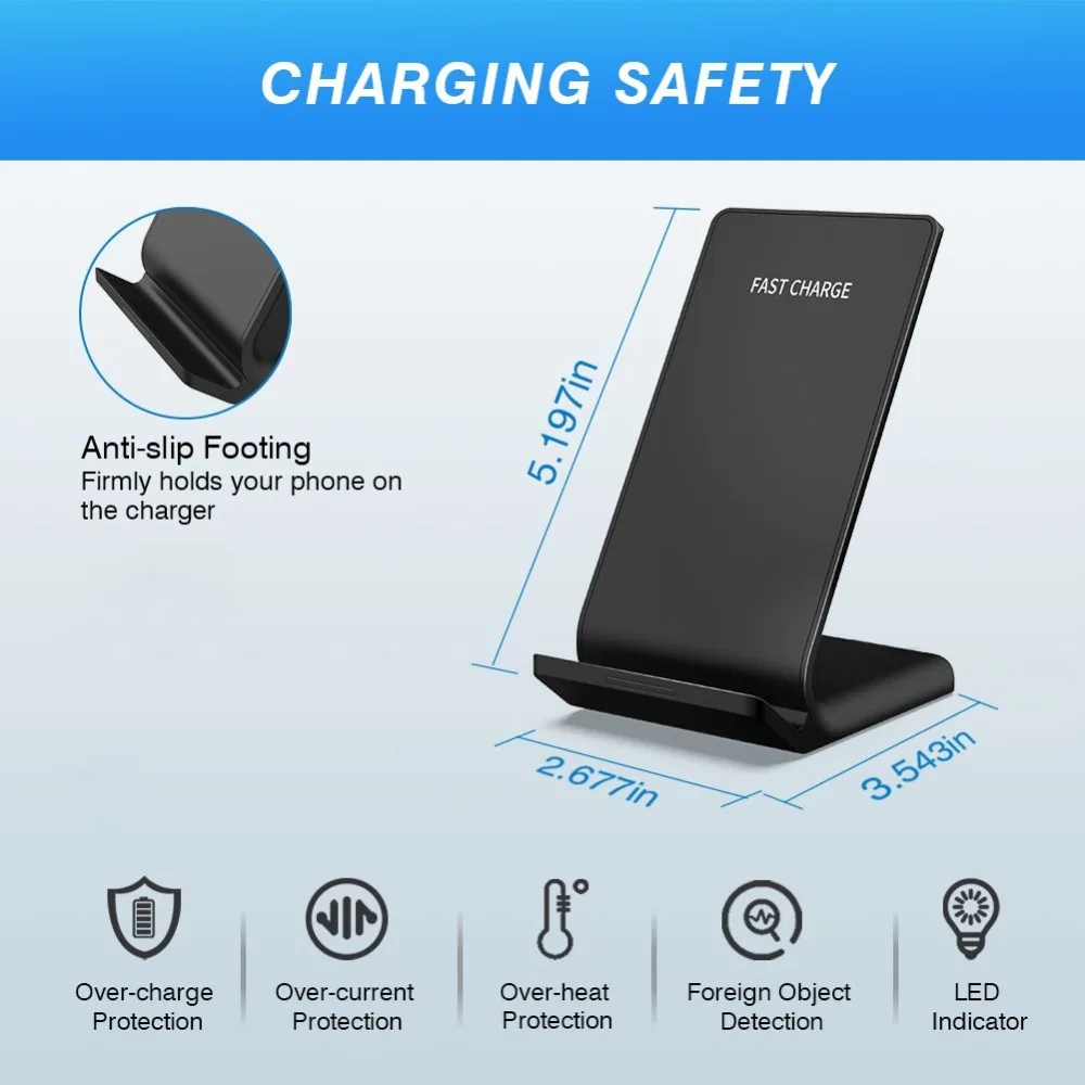 DCAE 15 Вт usb type C Qi Беспроводное зарядное устройство для samsung Galaxy S10 S9 S8 Note 10 9 8 iPhone 11 Pro XS Max X 8 XR Быстрая зарядка подставка