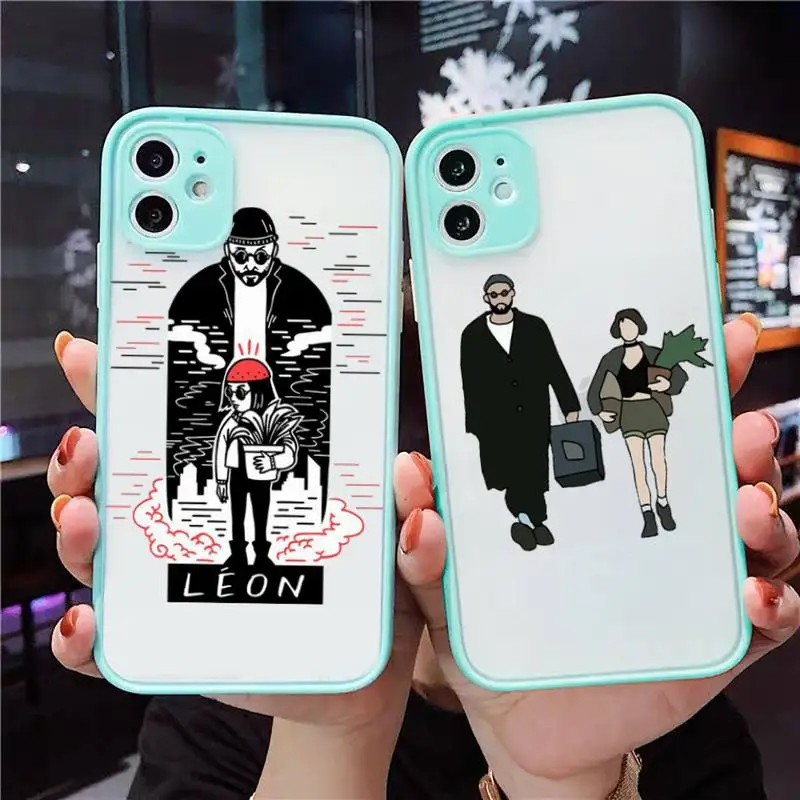 

Leon the Professional Phone Case For iPhone 12 11 Mini Pro XR XS Max 7 8 Plus X Matte transparent blue Cover