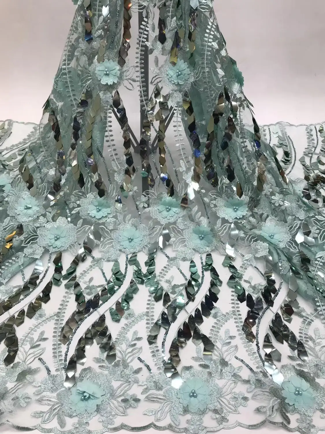 Новейшая 5 цветов на выбор кружевная ткань с вышивкой и пайетками африканская