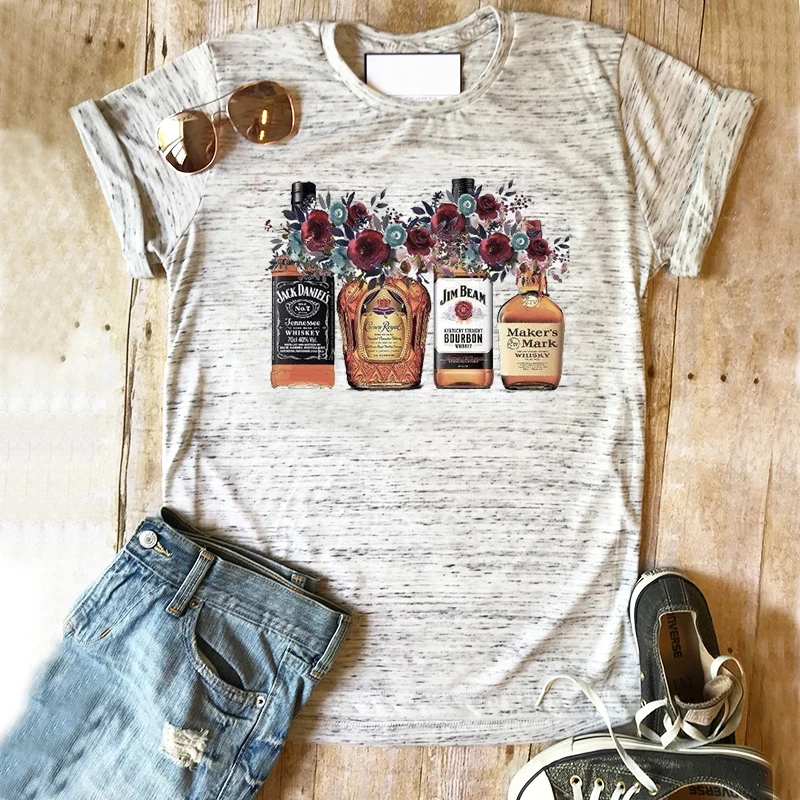 2020 drinking shirt виски Футболка Топ с цветочным узором для девочек пива футболки