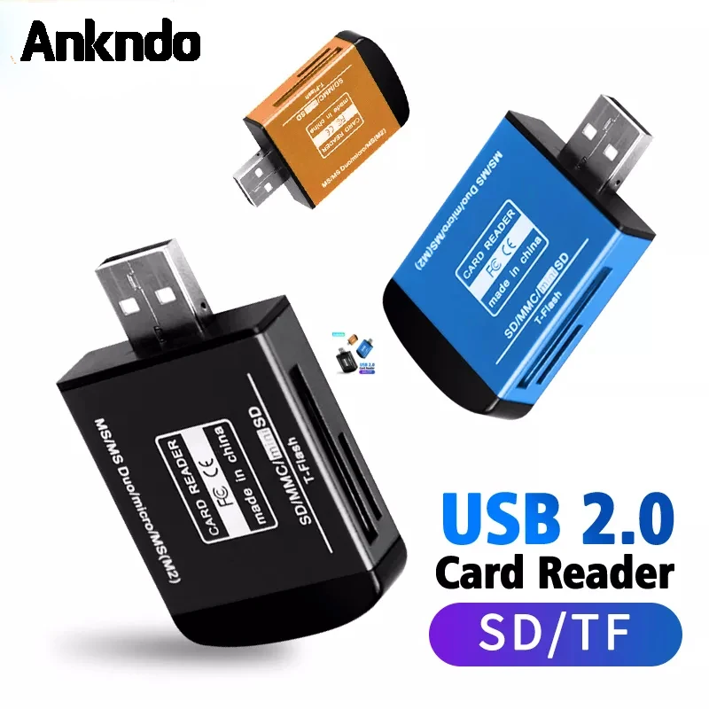 

ANKNDO 2 In 1 Usb Card Reader Usb 2.0 TF SD Card Memory Reader Dual Slot Flash Drive High Speed Multi-Card Writer Adapter For PC