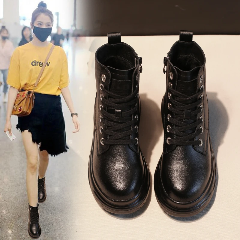 Кожаные Ботинки martin Новинка 2019 года осенние короткие ботинки женская обувь на