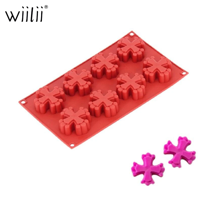 8 полости крестообразной формы для шоколада из силикона в форме печенья желе