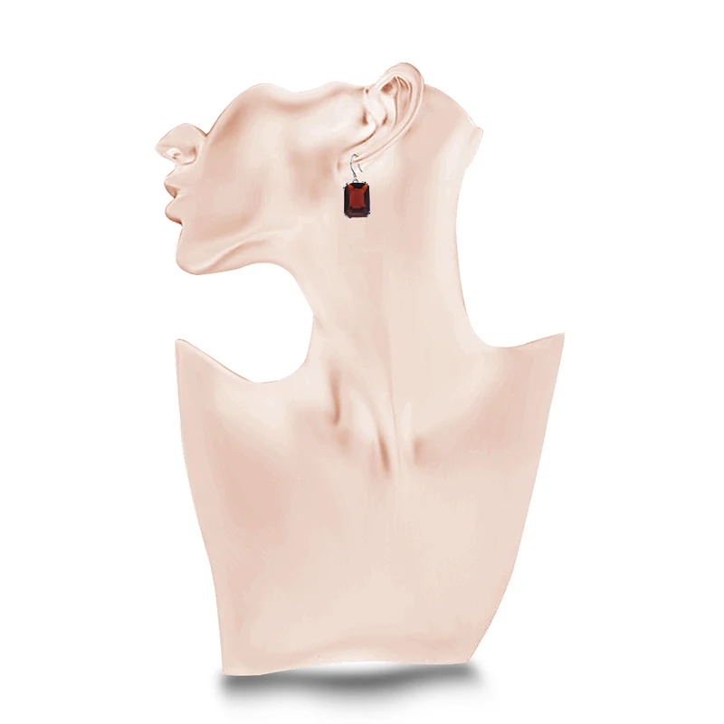 Женские серьги из серебра 100% пробы с квадратными гранатами|Серьги-подвески| |