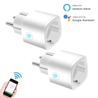 smart power electrical plug with socket wifi eu 16a power monitor timing tuya smartlife app control works with alexa google home