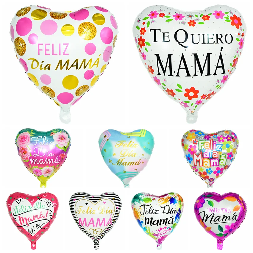 

5pcs 18inch Printed Spanish Mother Foil Balloons Mother's Day Love Heart Balloon Decoration Feliz Dia Mama Air Globos Supplies 7