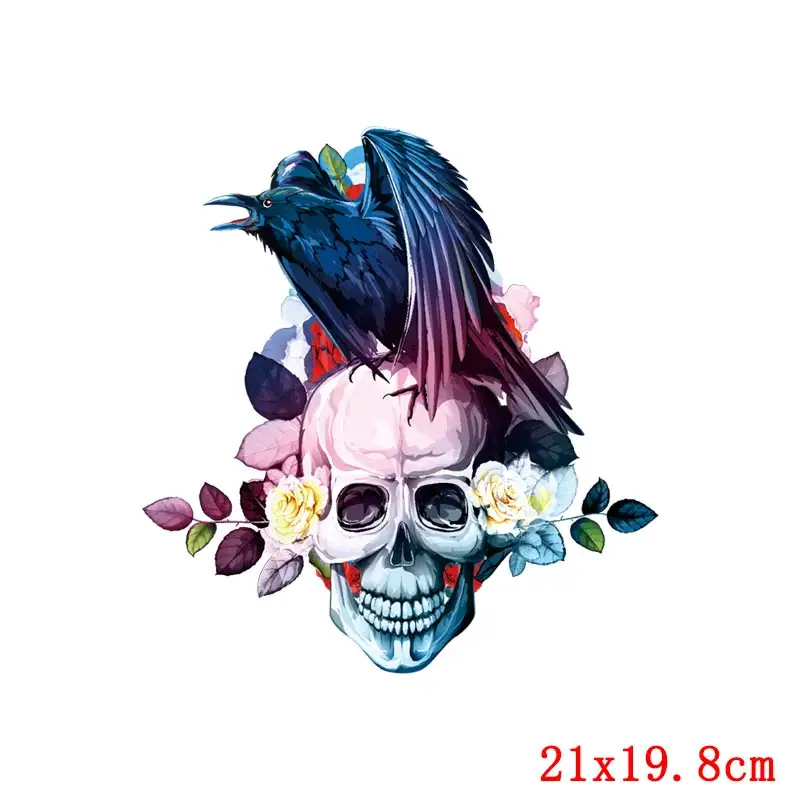 Nicediy череп птица Железный На переноске Grim Reaper теплопередача ПВХ Патчи для одежды