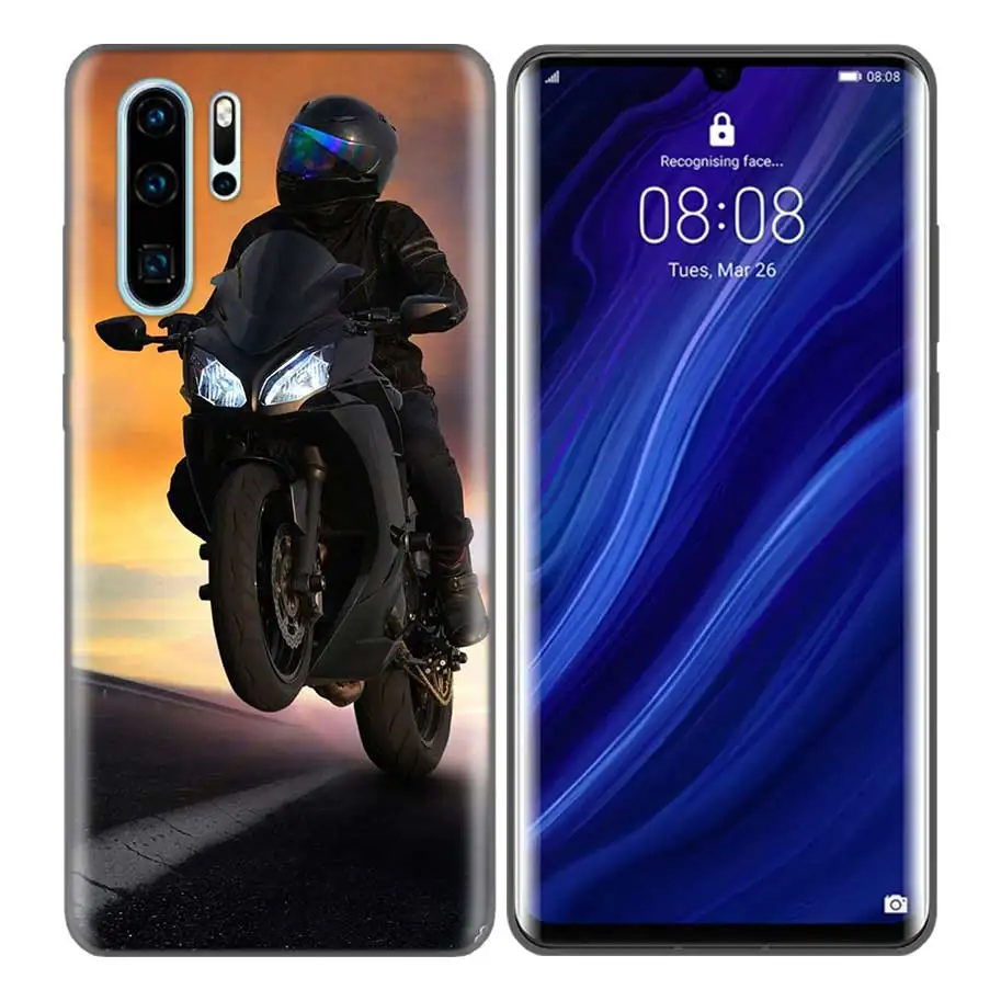Черный силиконовый чехол для huawei P30 P20 P10 mate 30 20 10 Lite Pro Coque сумки Обложка Capas Back moto внедорожный мотоцикл Спорт - Цвет: SX-012