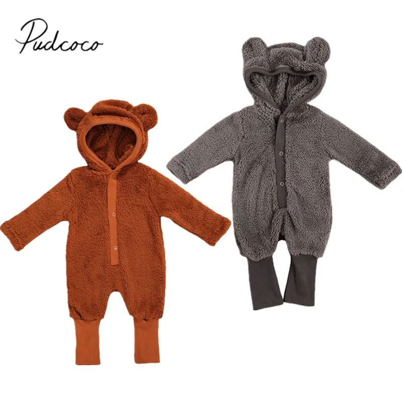 Детский пушистый комбинезон с длинными рукавами для новорожденных девочек и