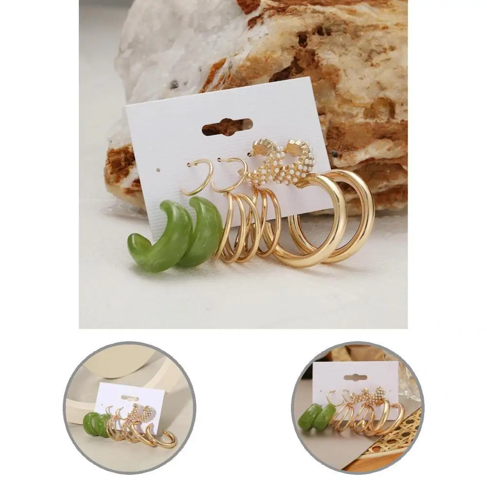 

Temperament Dangle Earrings Bohemian Jewelry Bohemian Round Shape Hoop Earrings Women Earrings Hoop Earrings 5 Pairs