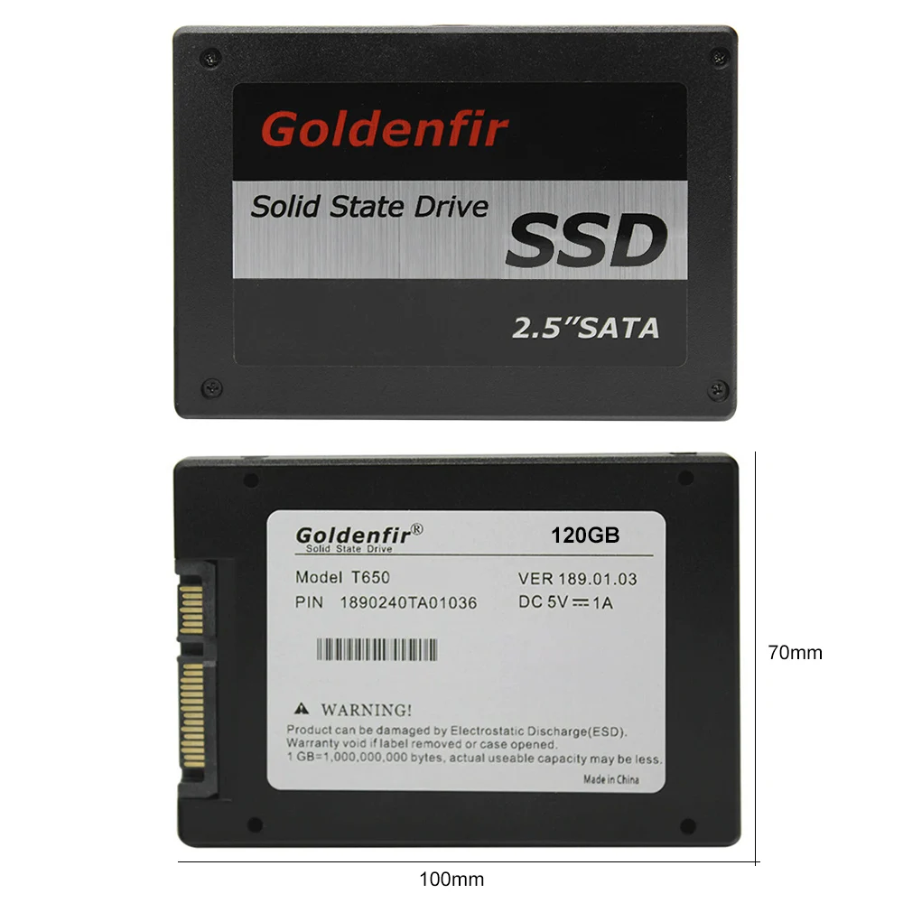 

Goldenfir T650 2.5inch SATA SSD SATA3.0 SSD 120GB/240GB/480GB/960GB/1TB Internal Solid State Drives Hard Disk For Laptop