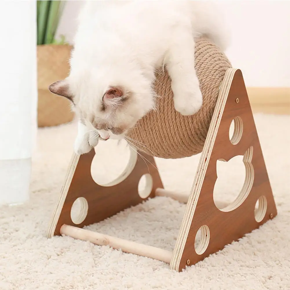 Wooden Cat Scratching Ball Grinding Claw Sisal Rope Climbing Frame Scratch Board Pet Training Supplies | Дом и сад
