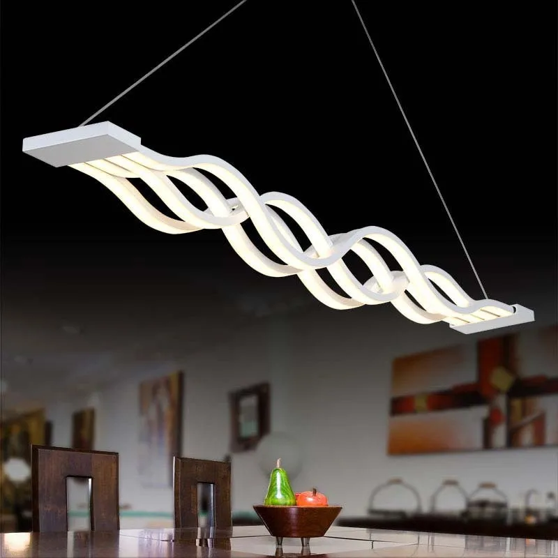 

Modern Stylish White 100cm Wave Design Metal LED Pendant Lamp For Kitchen Island Bench Table Office Suspended Lighting Fixture