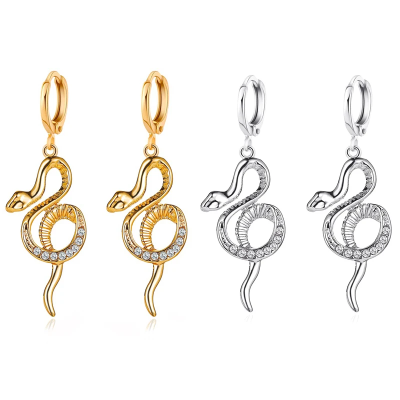 

Elegant Diamond Snake Dangle Earrings For Women Girls Classic Luxurious Temperament Style Animal Earrings Fashion Jewelry Gifts