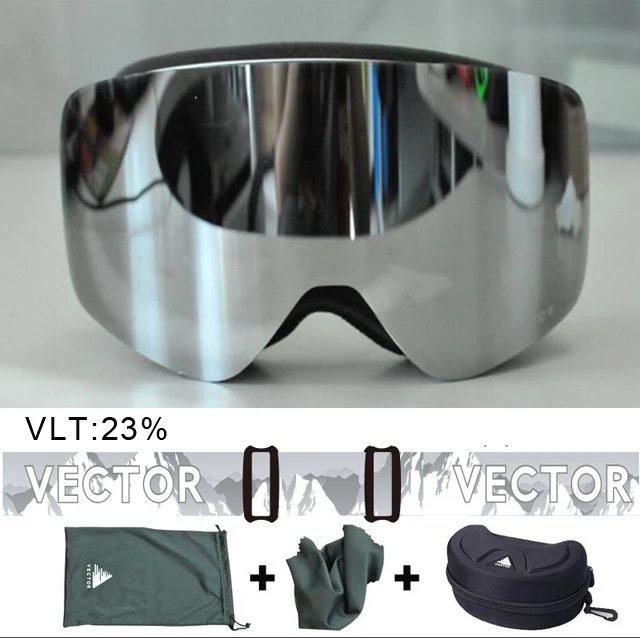 silver box Векторные брендовые лыжные очки мужские и женские двойные линзы UV400 противотуманные лыжные очки снежные очки Взрослые лыжные очки для сноуборда - Цвет: silver box
