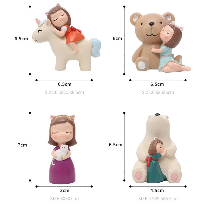 Топпер для торта с изображением полярного медведя единорога 4 шт.