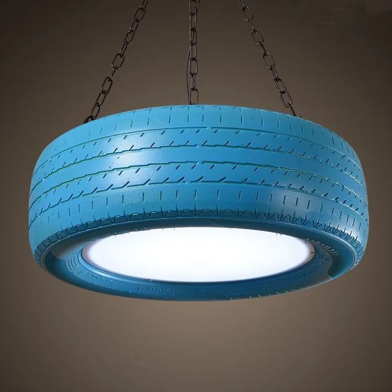 

Retro Led Pendant Lights Rubber Tire Loft Bar Counter Restaurant Coffee Dining Centerpiece Decorative Luminaires
