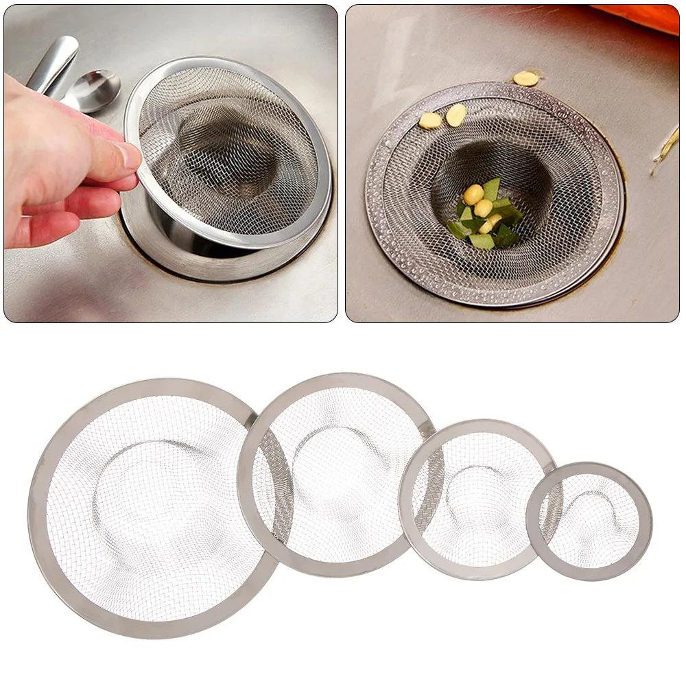 

1/3/5pc Stainless Steel Sink Mesh Strainer Hair Catcher Drain Protector Anti Clog Trap Stopper Drain Hole Filter Kitchen Clean