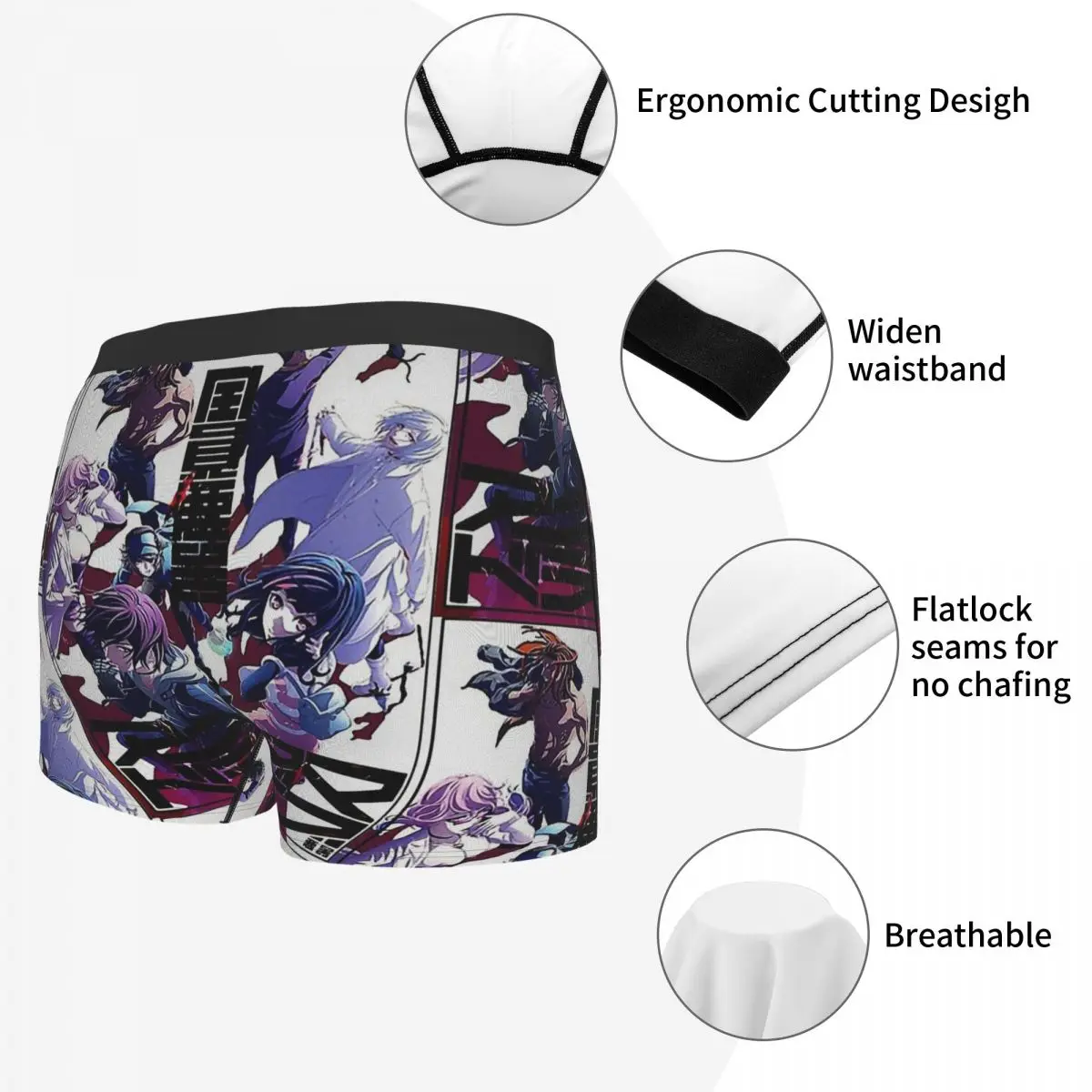 Poster Akudama Drive Anime Swindler Courier Brawler Underpants Cotton Panties Male Underwear Ventilate Shorts Boxer Briefs | Мужская