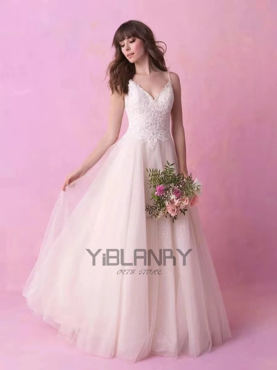 

Beige Elegant Wedding Dresses Tulle With Princess Ball Gown Strapless Wedding Lace Up Sequins For Custom