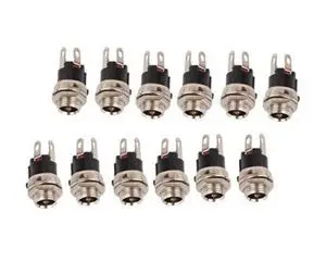 Black Practical 10pcs 5.5mm X 2.1mm DC Power socket panel moun Supply Metal Jack Socket |