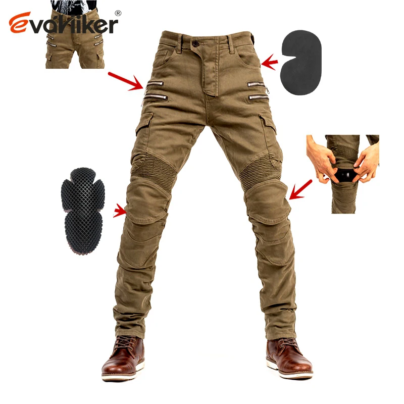 Новинка 2021 мотоциклетные брюки цвета хаки/черные синие мужские джинсы на молнии