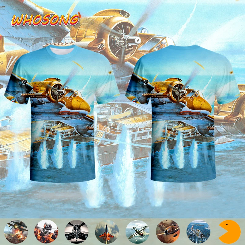 Футболка WHOSONG для мальчиков с объемным рисунком взрыва в самолете и войне уличная