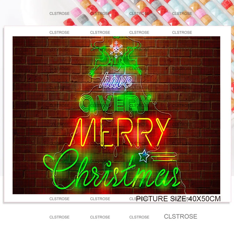 

Diy Diamond Painting Christmas Letters Decoration Square Diamond Round Diamond Home Wall Art Decoration