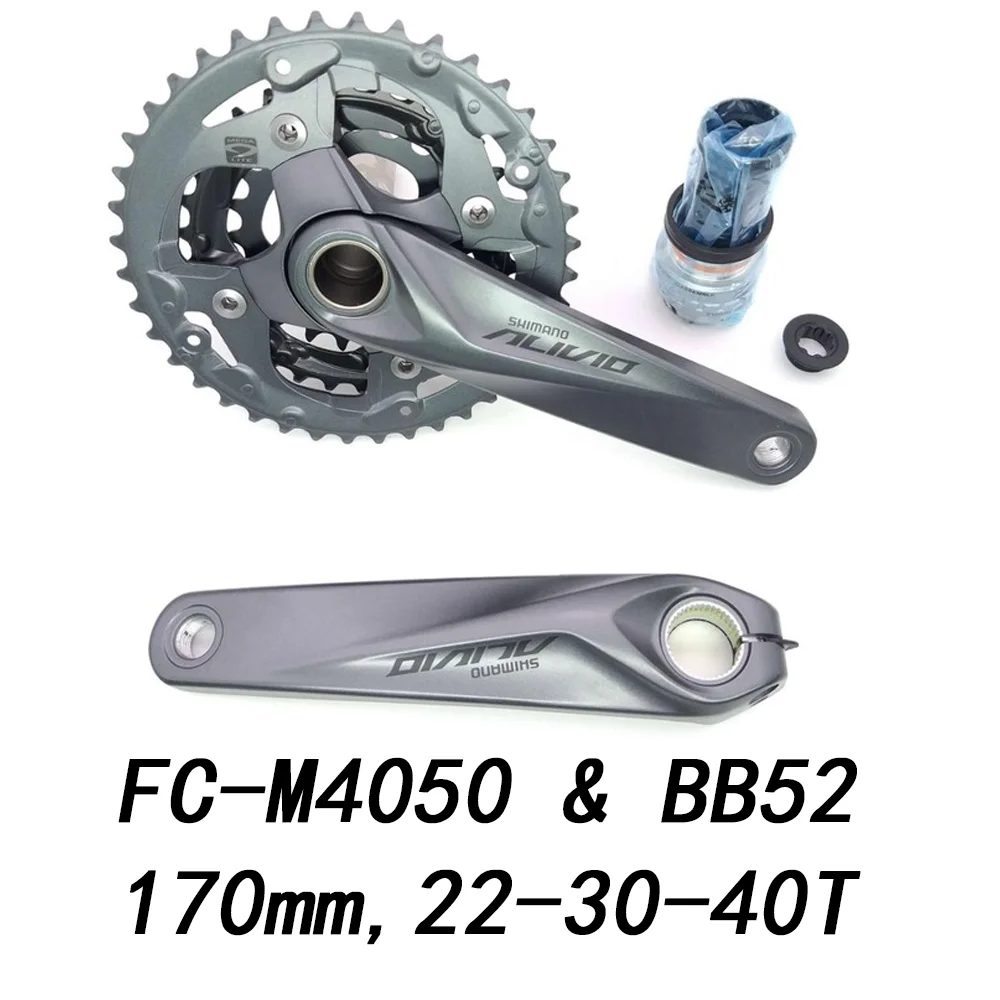 FC-M4050 With BB52 Alivio M4050 T4060 велосипед шатун 22-30-40T 22-32-44T 170 мм 3*9 27 40t 44t скорость HollowTech велосипед шатун бензопила с BB52 - Цвет: FC-M4050 With BB52