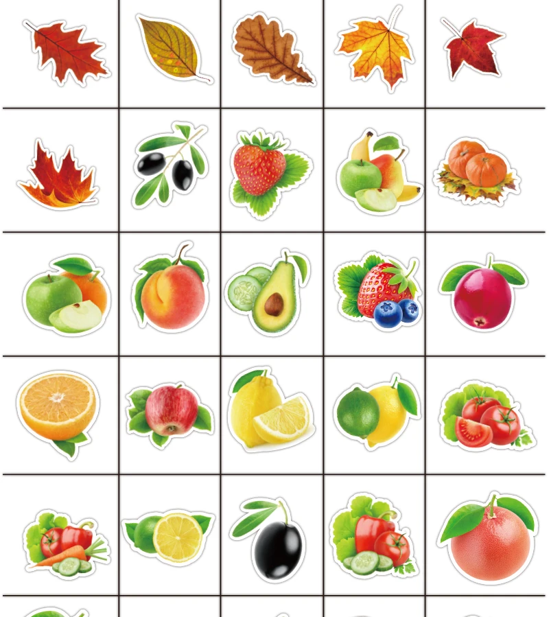 100 шт./лот изысканные Мультяшные свежие фрукты и овощи наклейки для кухни чашки