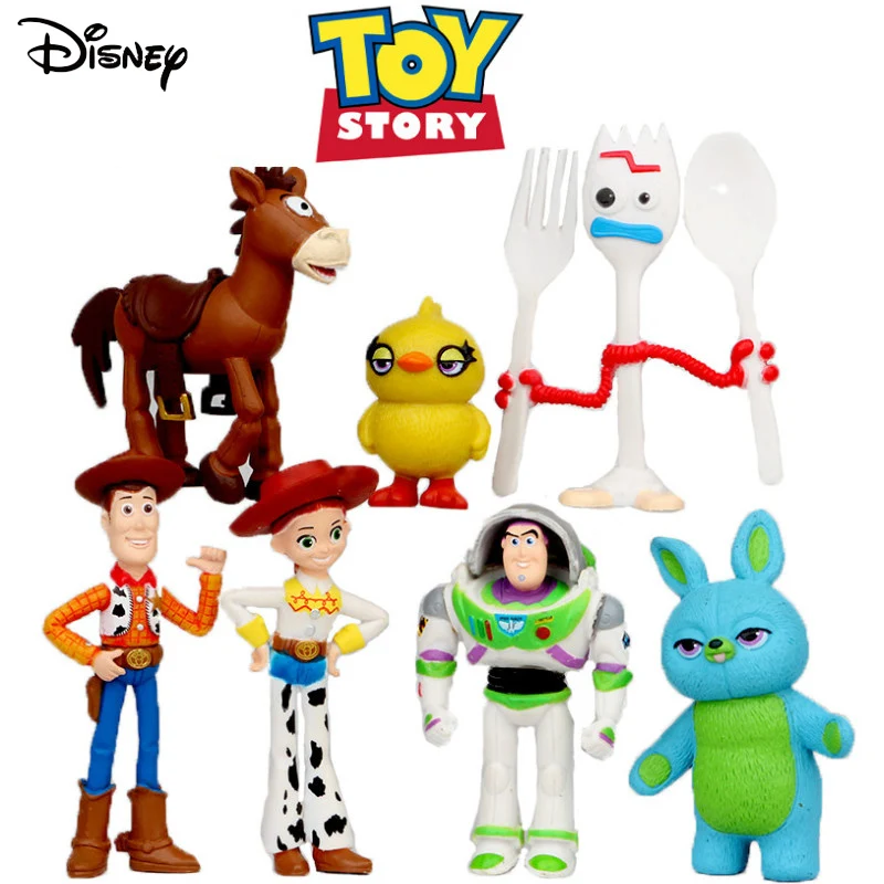 Disney 7 шт. мультфильма История игрушек 4 игрушечных пластиковых экшн фигурок Вуди