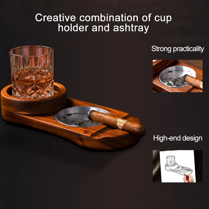 Подставка из массива дерева для виски очков сигар пепельницы украшение