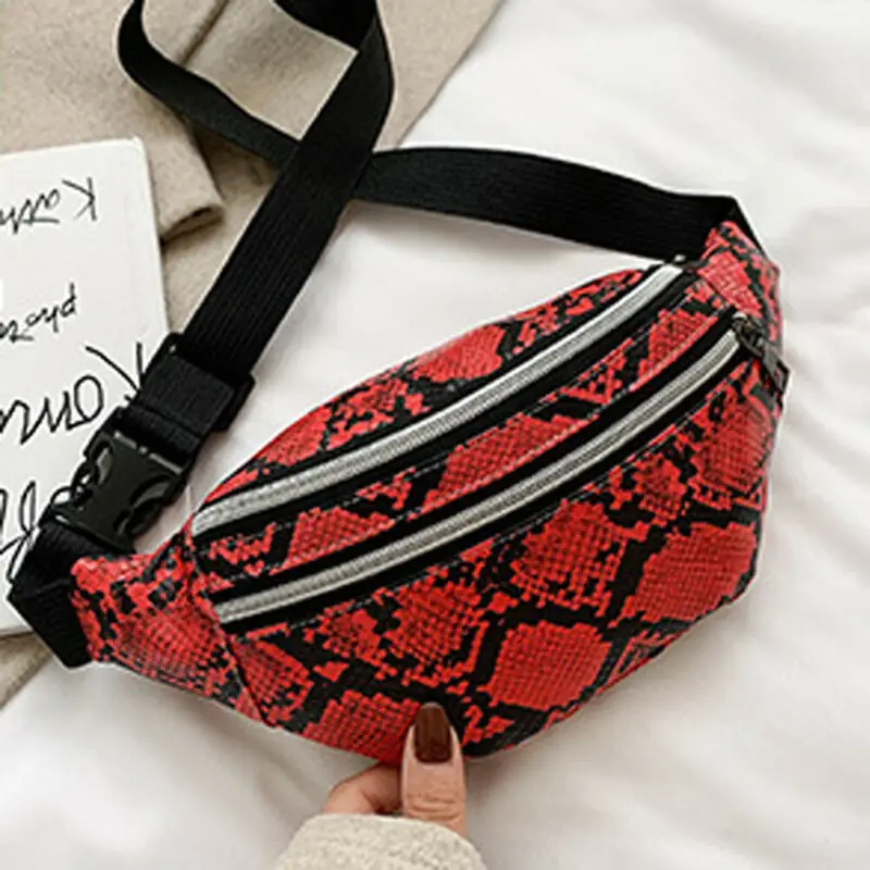 

2020 Ladies Multi-functional Snakeskin Waist Pack Women Leisure Shoulder Messenger Bag Outdoor Chest Bag Wallet Cell Phone Pouch