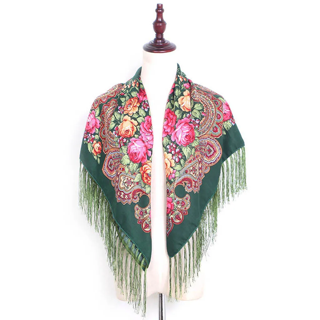 Модные женские туфли в народном стиле индивидуальный шарф с принтом кисточкой