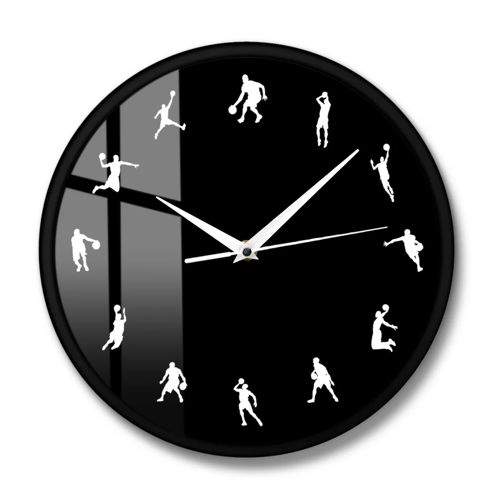 Настенные часы для баскетбола спортивные игроков в минималистичном дизайне