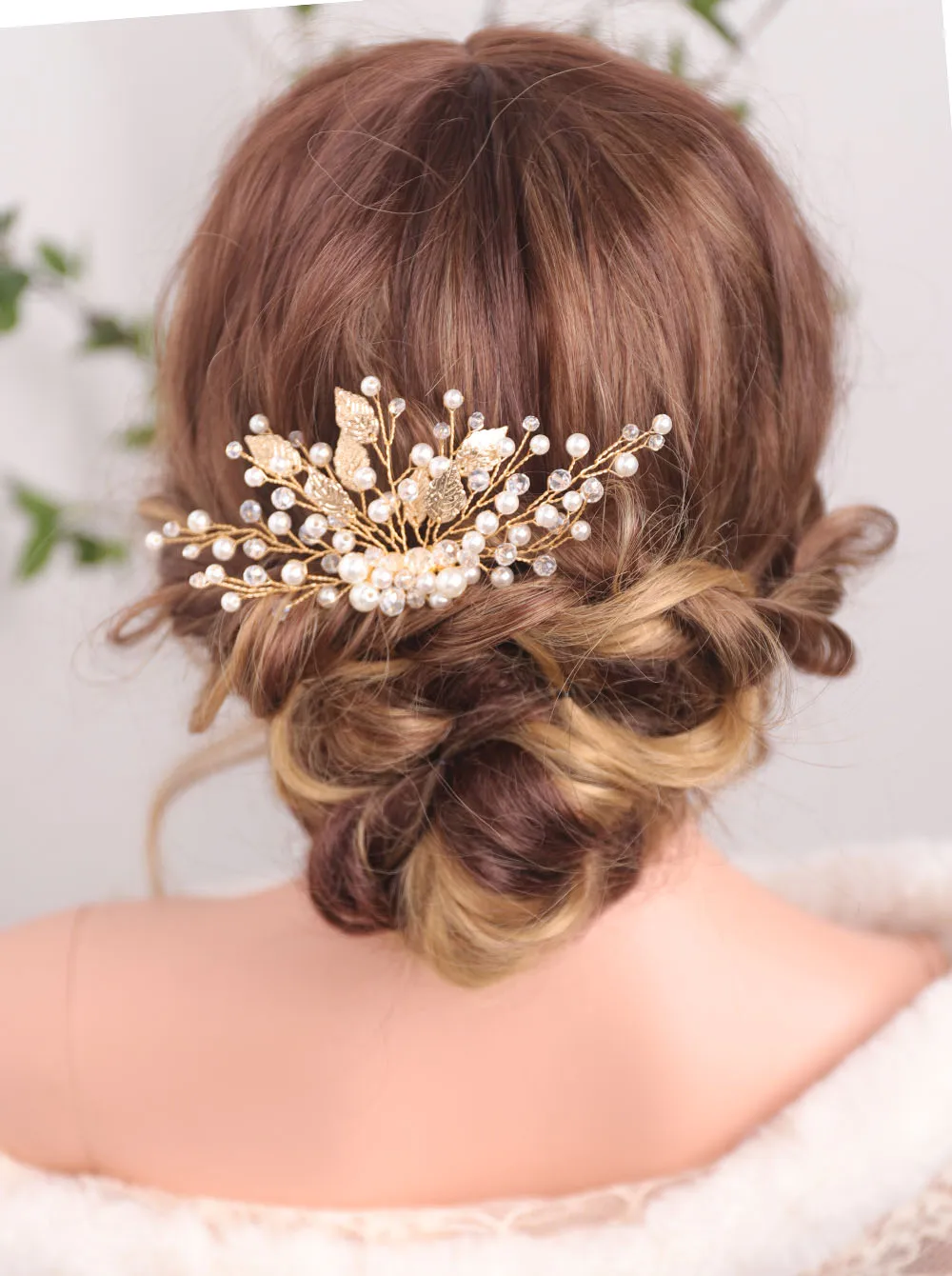 Золотой гребень для волос в виде листьев блестящий хрустальный головной убор с