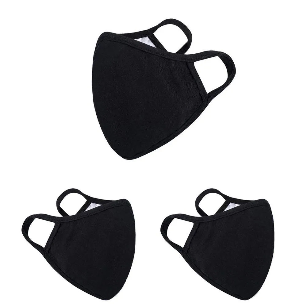 3pcs Black Face Mask Cotton Reusable For Women Woman Mascarilla Reutilizable Halloween Cosplay | Тематическая одежда и