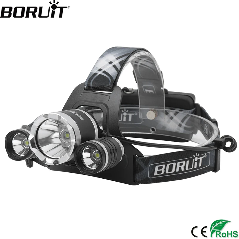 BORUiT RJ-3000plus XML-T6 светодиодный налобный фонарь 4 режима перезаряжаемая фара 10000 люмен Водонепроницаемый Головной фонарь фонарик для рыбалки и походов