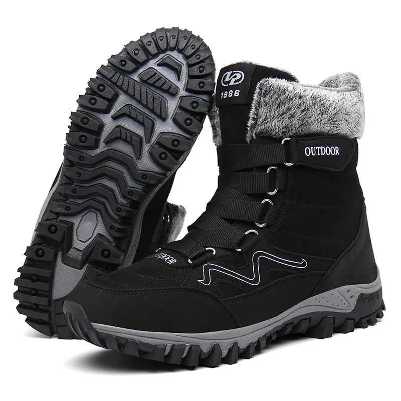 

Super Warm Snow Boots Men Mid-Calf Outdoor Men Winter Patent Boots Waterproof Keep Warm High Boots Men botas hombre