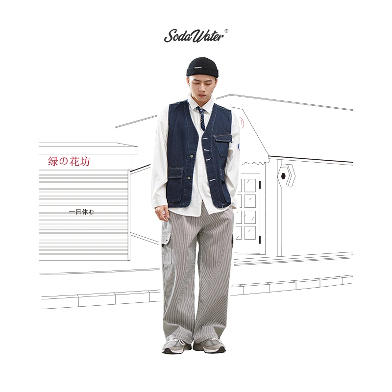 SODAWATER 2019 мужская повседневная Уличная жилетка джинсовые жилеты в стиле хип хоп