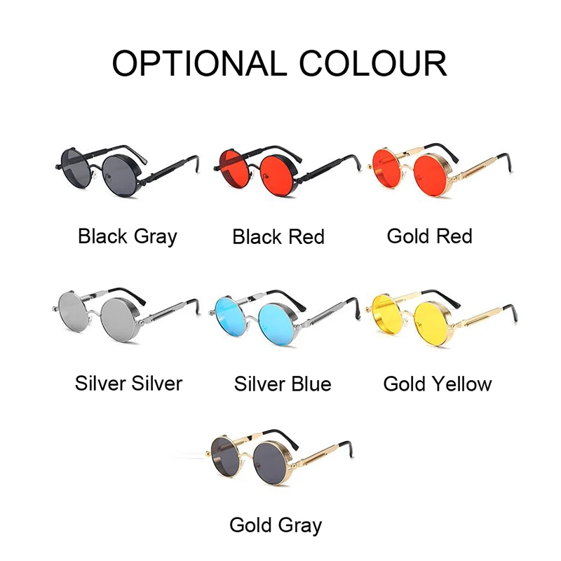 

Classic Gothic Steampunk Style Round Sunglasses Men Women Brand Designer Retro Round Metal Frame Sun Glasses