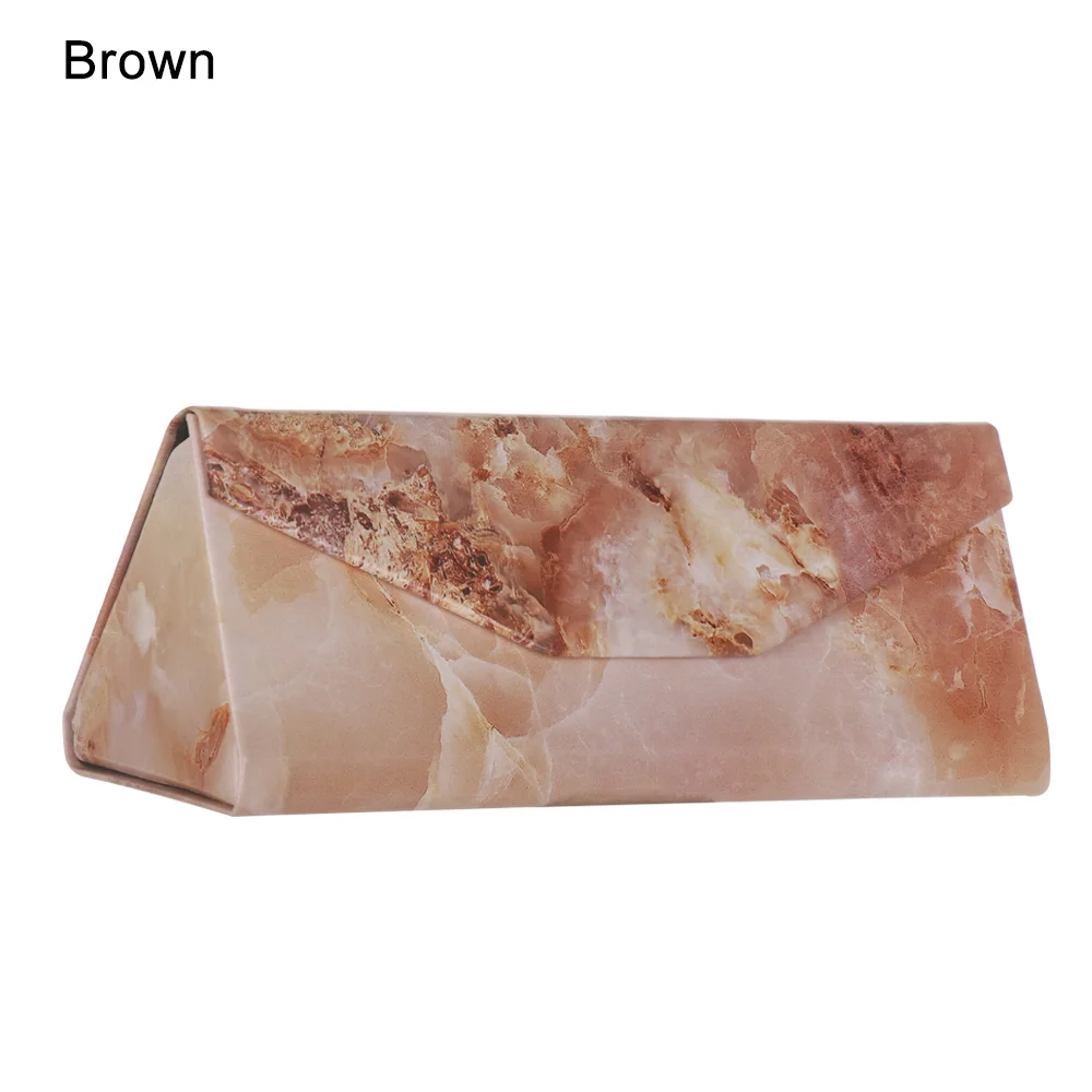 brown 1 шт. треугольная складная коробка для очков, модная черная деловая коробка для солнцезащитных очков, портативный Водонепроницаемый Чехол для очков с сильным магнитом - Цвет: brown