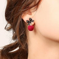 cute bowknot pompon dangle drop earrings fashion jewelry for women ear studs for christmas metal classic design lovely gifts