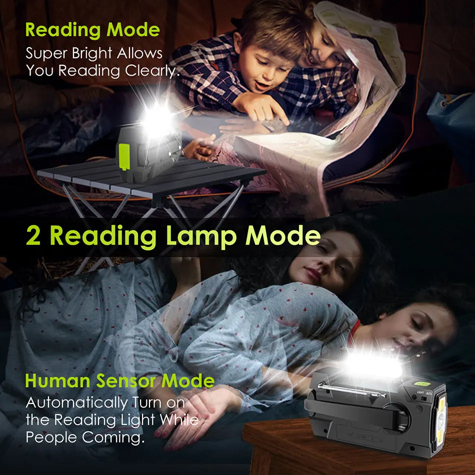 Напольный аварийный радио светильник вспышки с тревогой SOS Многофункциональный