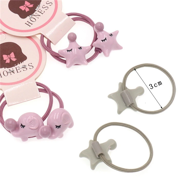 2 шт. милые корейские эластичные резинки для волос с изображением животных