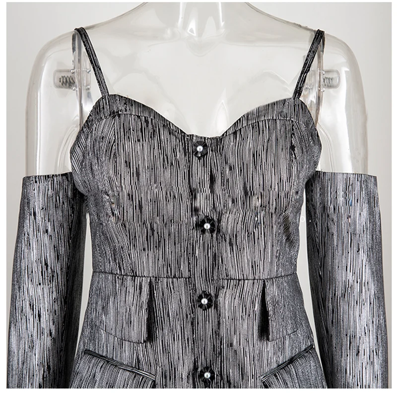 HIGH STREET 2019 стильное дизайнерское женское платье на тонких бретельках мерцающее